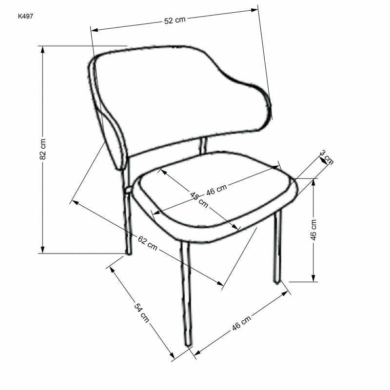 K497 Židle Krémový židle čalouněné z profilowanym oparciem k497 - Krémový