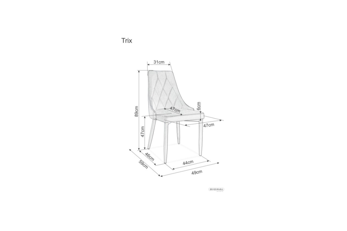 Čalouněná židle Trix B Velvet - šedá Bluvel 14 / černá Rozměry nábytku