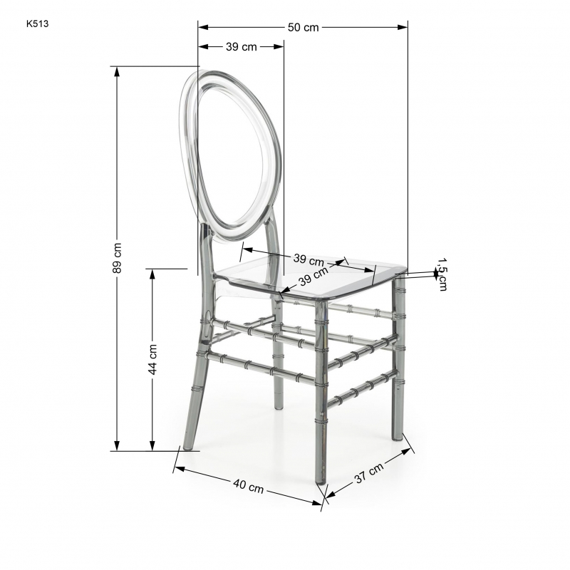 K513 Židle polykarbonát, kouřový Židle z poliweglanu k513 - füstölt