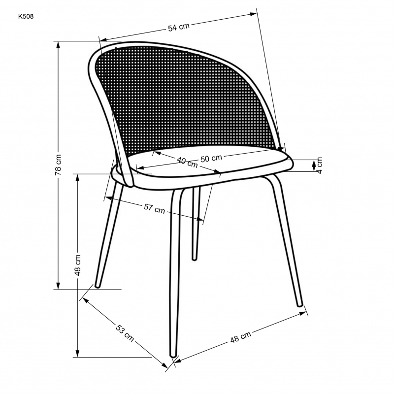 K508 Židle Popelový židle s čalouněným sedákem k508 - Popelový