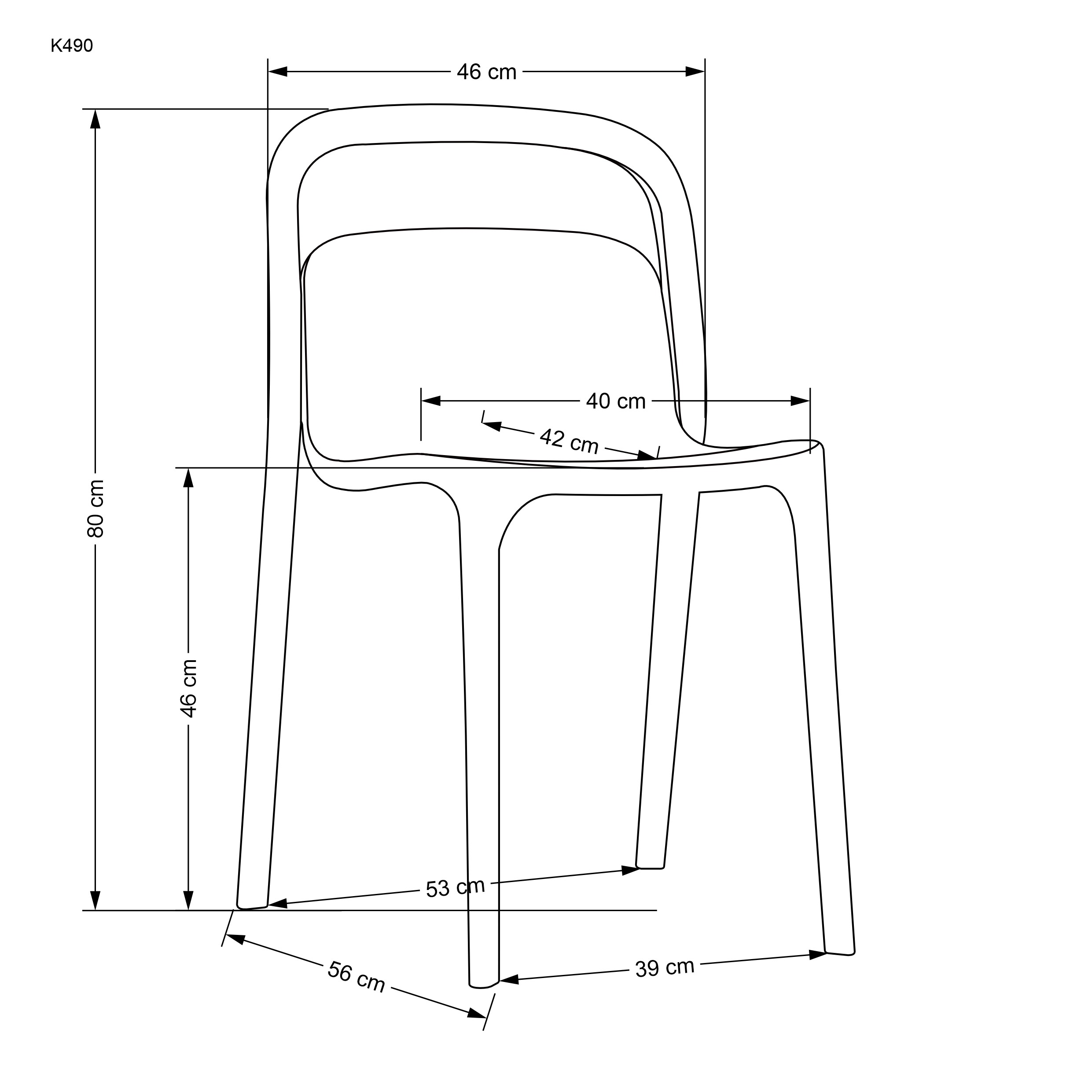 Scaune din plastic  K490 -  Alb  Židle z tworzywa sztucznego k490 - Alb