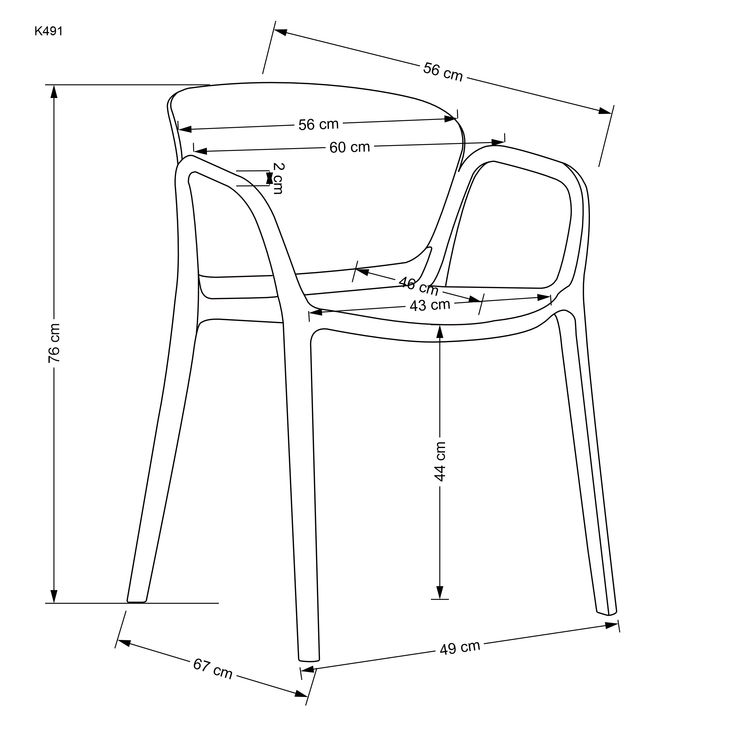 Scaune din plastic K491 Negru (1p=4buc) Židle z tworzywa sztucznego k491 - Černý