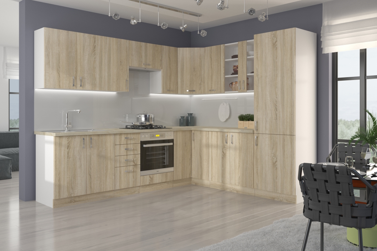 Spodní ukončovací skříňka Natil 30D ZAK - bílá kolekce nábytku kuchennych Natil - Dub sonoma / Bílý 