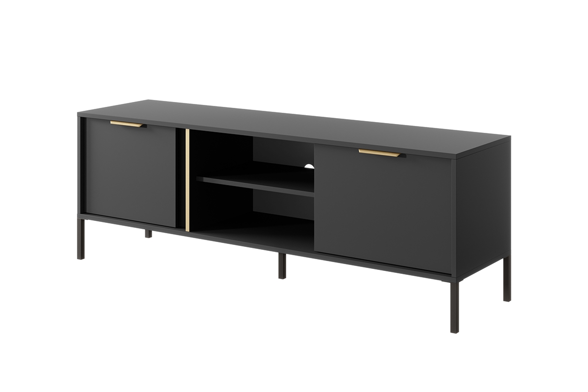 TV stolek Interi 150 cm s výklenkem - antracitový Skříňka RTV Interi dvoudveřová s výklenkem 150 cm - Antracytová 