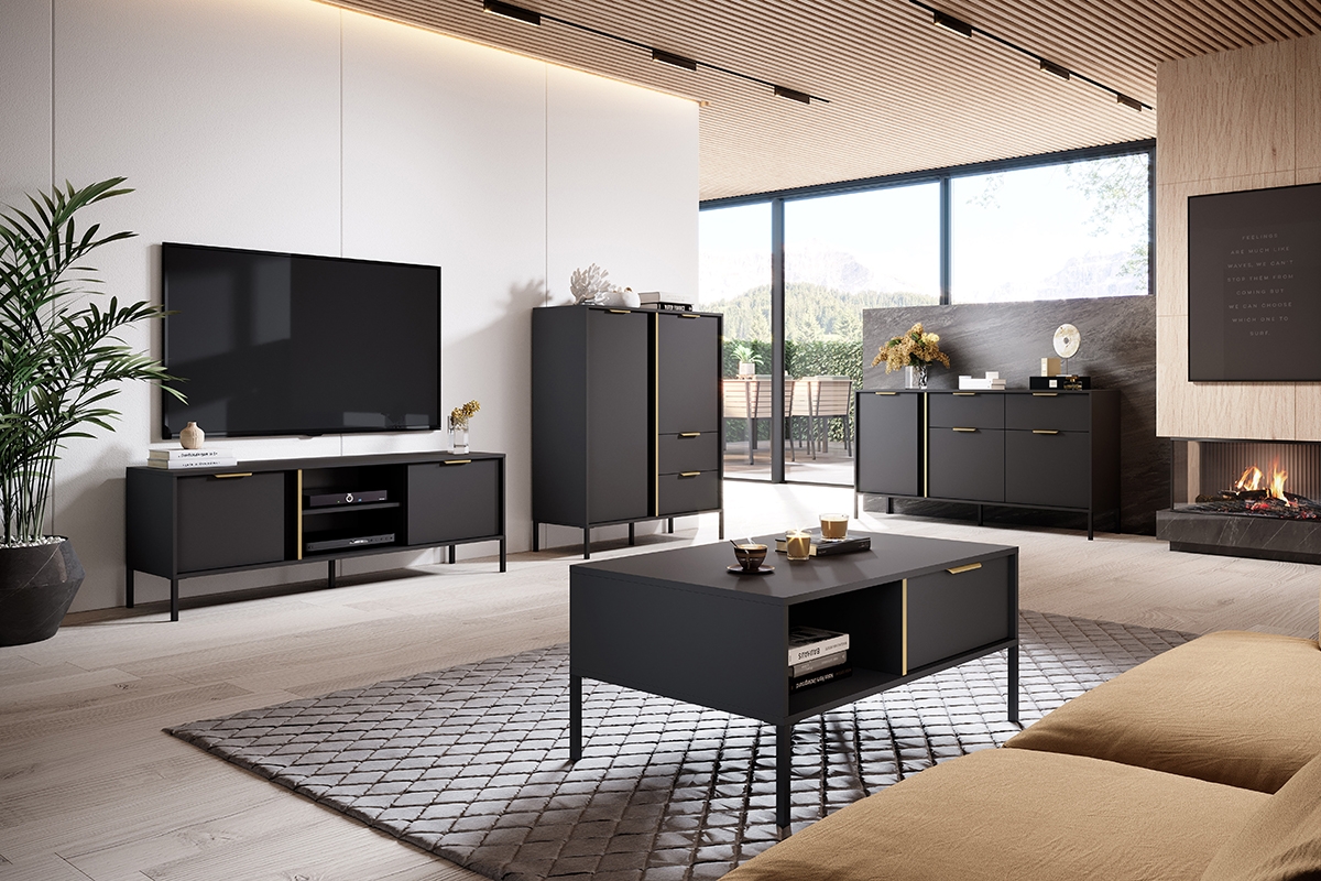 Komoda Interi so zásuvkami 100 cm - Antracitová Komoda dvojdverová so zásuvkami Interi 100 cm - Antracytová 