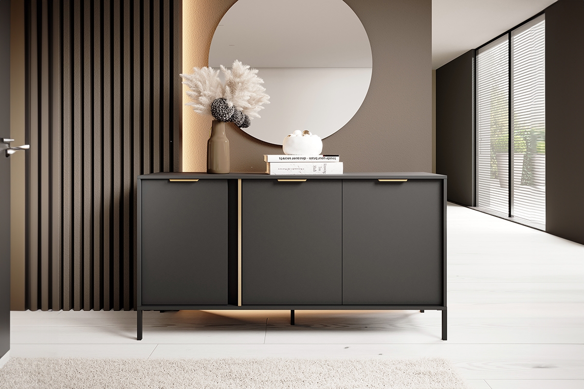 Komoda Interi 150 cm - antracit Komoda třídveřová Interi 150 cm - Antracytová 