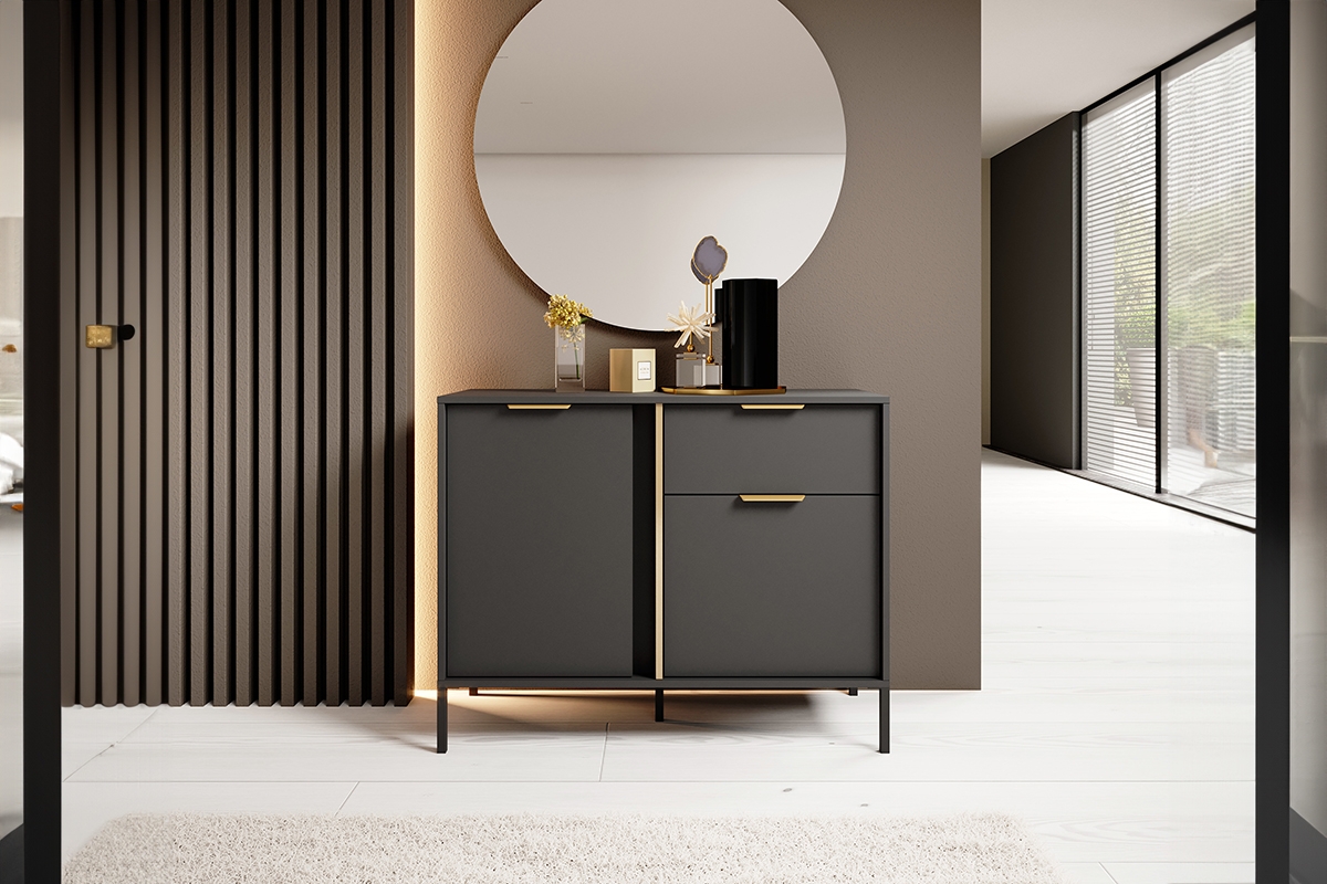 Komoda Interi 100 cm se zásuvkou - antracit Komoda dvoudveřová z szuflada Interi 100 cm - Antracytová 