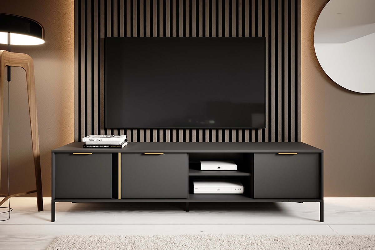 TV stolek Interi 200 cm s výklenkem - antracitový Skříňka RTV Interi s výklenkem 200 cm - Antracytová 