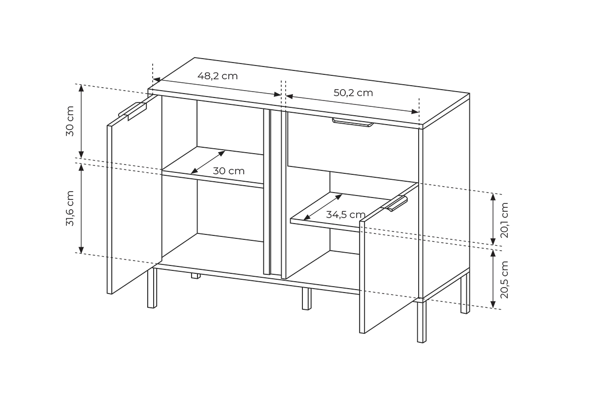 Komoda Interi 100 cm se zásuvkou - antracit Komoda dvoudveřová z szuflada Interi 100 cm - Antracytová 