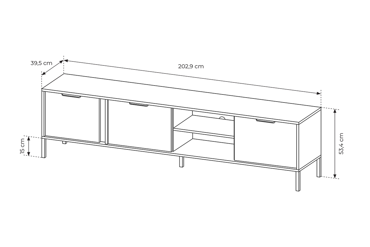 TV stolek Interi 200 cm s výklenkem - antracitový Skříňka RTV Interi s výklenkem 200 cm - Antracytová 