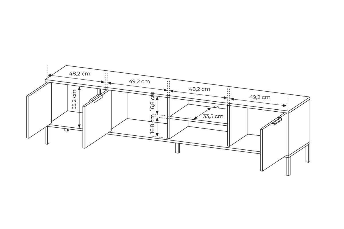 TV stolek Interi 200 cm s výklenkem - antracitový Skříňka RTV Interi s výklenkem 200 cm - Antracytová 