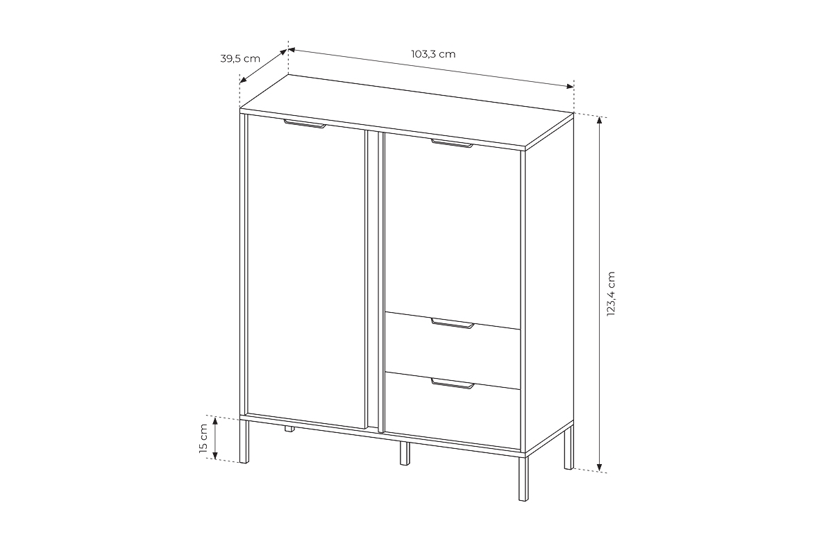 Komoda Interi so zásuvkami 100 cm - Antracitová Komoda dvojdverová so zásuvkami Interi 100 cm - Antracytová 