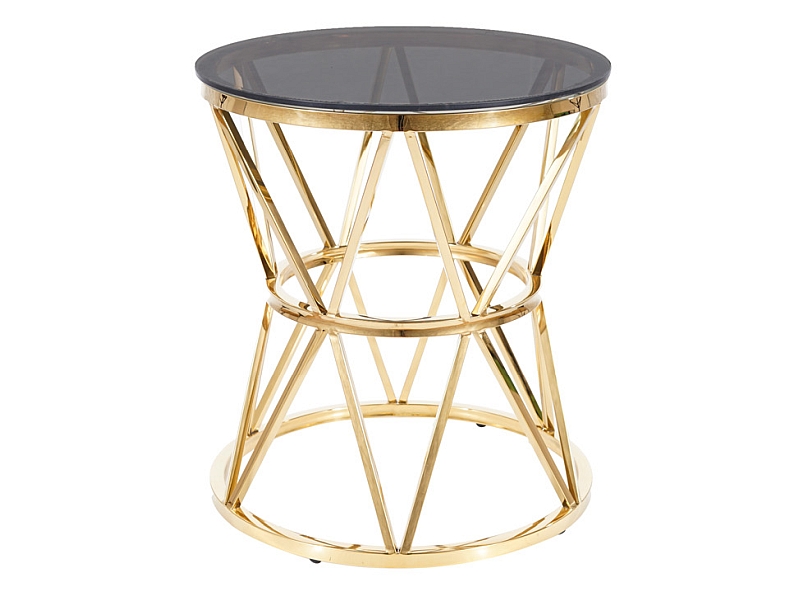 Kulatý konferenční stolek Clark 50 cm - kouřové sklo / zlatá Konferenční stolek clark szkLo kouřový/zLoty fi 50
