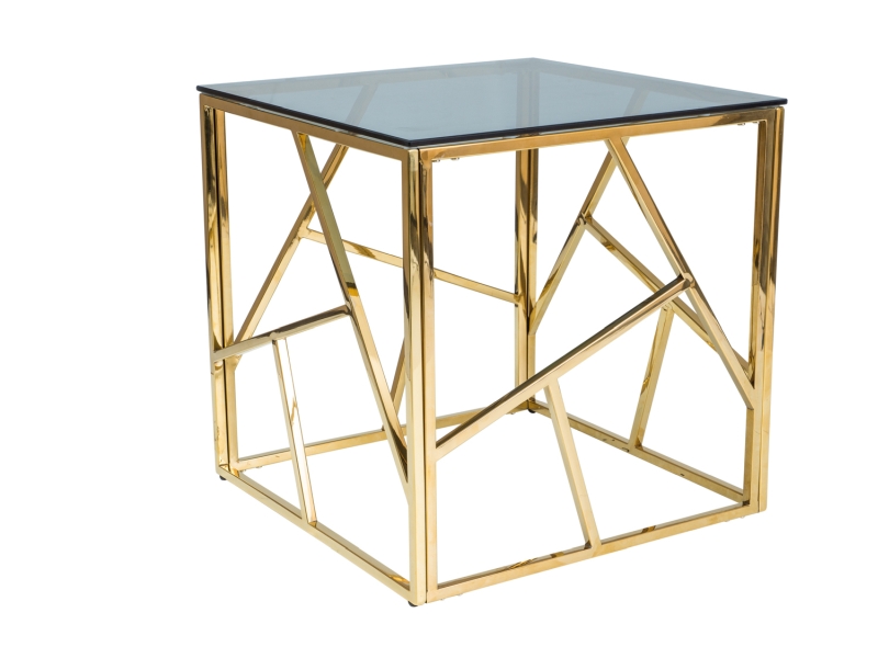 Konferenční stolek Escada B 55x55 - zlatý  Konferenční stolek escada b 55x55 zlatý/kouřové sklo