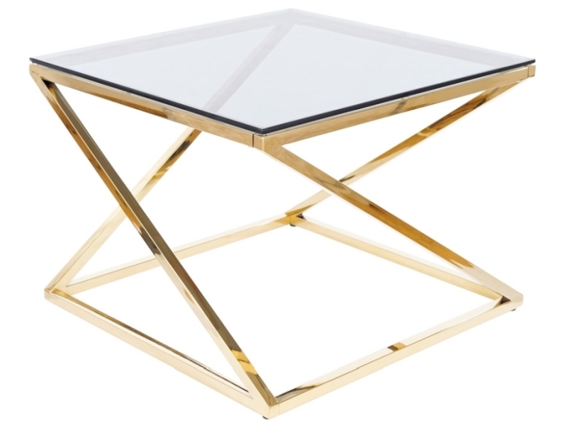 Konferenční stolek LIAM kouřové sklo /zlatý 60X60 Konferenční stolek liam kouřové sklo /zlatý 60x60