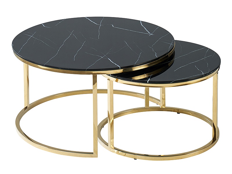 Konferenční stolek MUSE Černý mramorový efekt/zlatý (Komplet) Konferenční stolek muse Černý mramorový efekt/zlatý (Komplet)