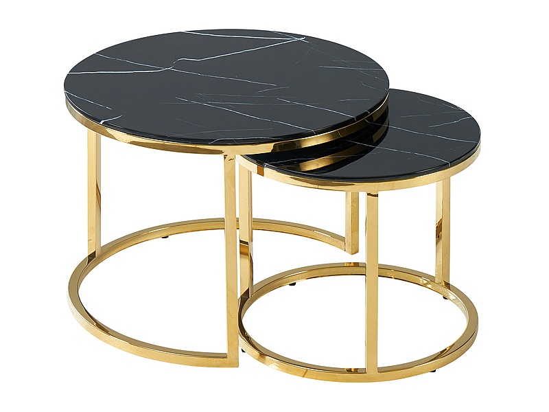 Set konferenčních stolků Muse II - černý mramorový efekt / zlatá Konferenční stolek muse ii Černý mramorový efekt/zlatý (Komplet)