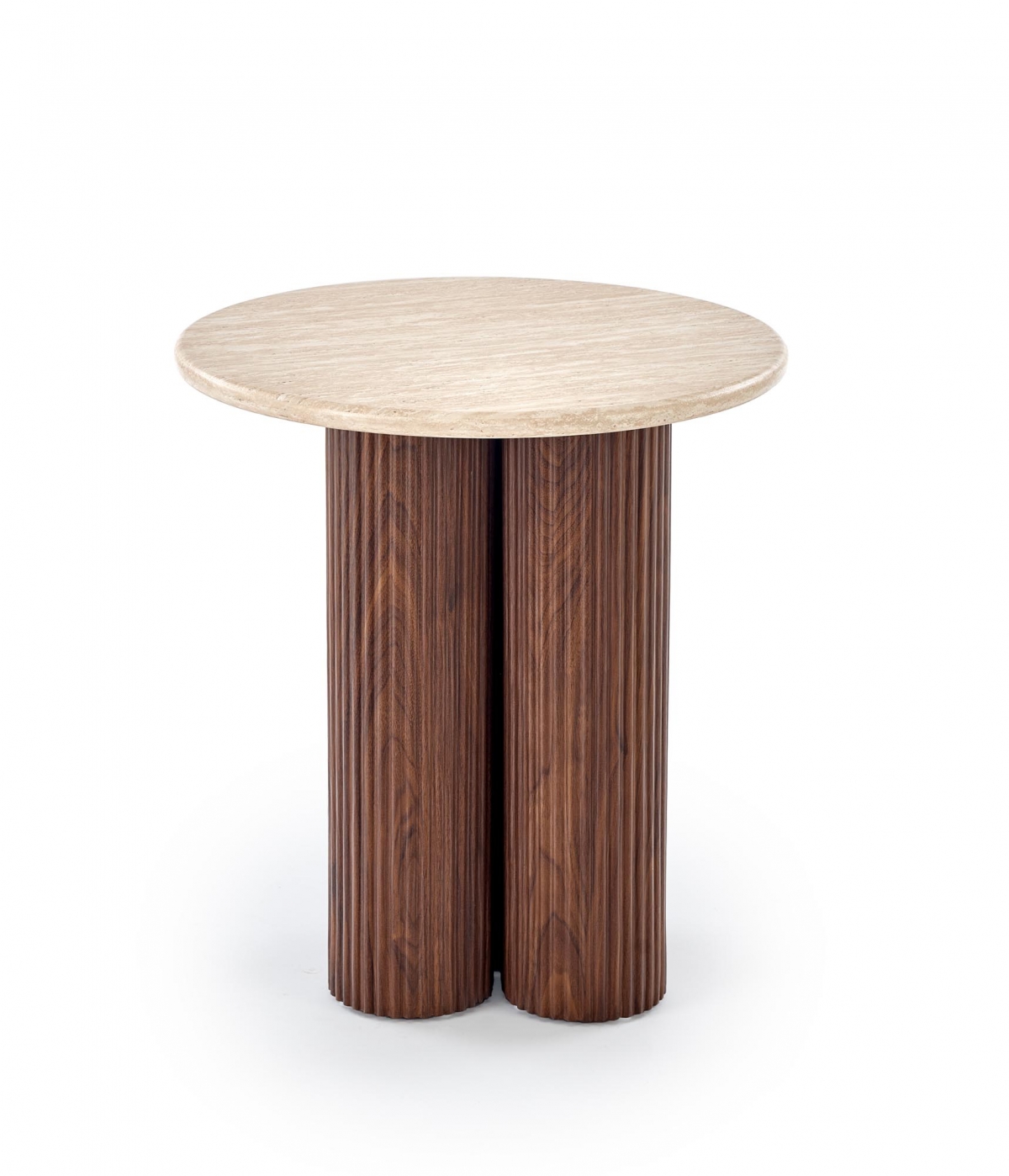 Konferenčný stolík Dorotea S 50 cm - travertín / orechový dekor Konferenčný stolík okragla Dorotea S 50 cm do obývacej izby - Travertín / orieškový