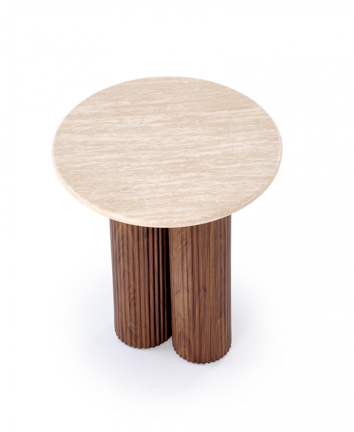 Konferenčný stolík Dorotea S 50 cm - travertín / orechový dekor Konferenčný stolík okragla Dorotea S 50 cm do obývacej izby - Travertín / orieškový