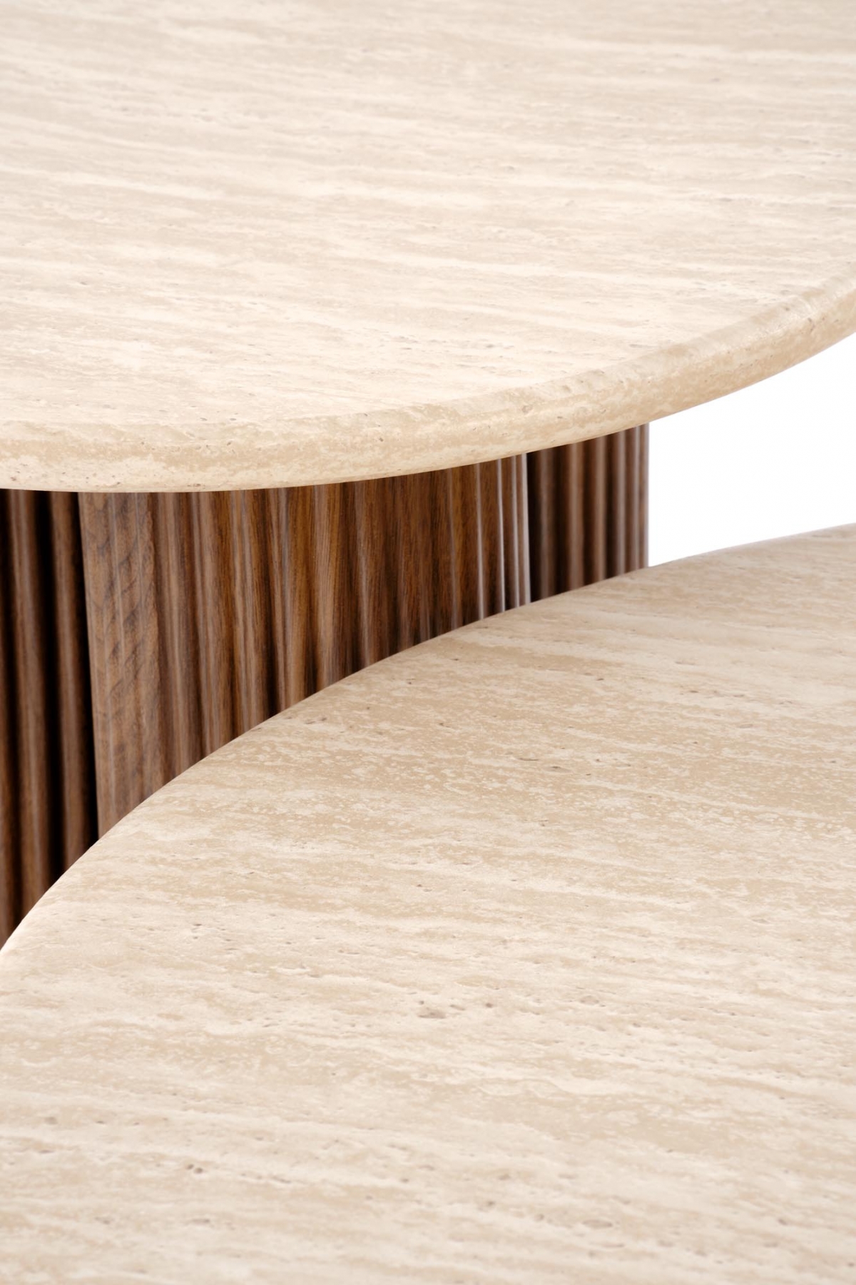 Konferenčný stolík Dorotea S 50 cm - travertín / orechový dekor Konferenčný stolík okragla Dorotea S 50 cm do obývacej izby - Travertín / orieškový