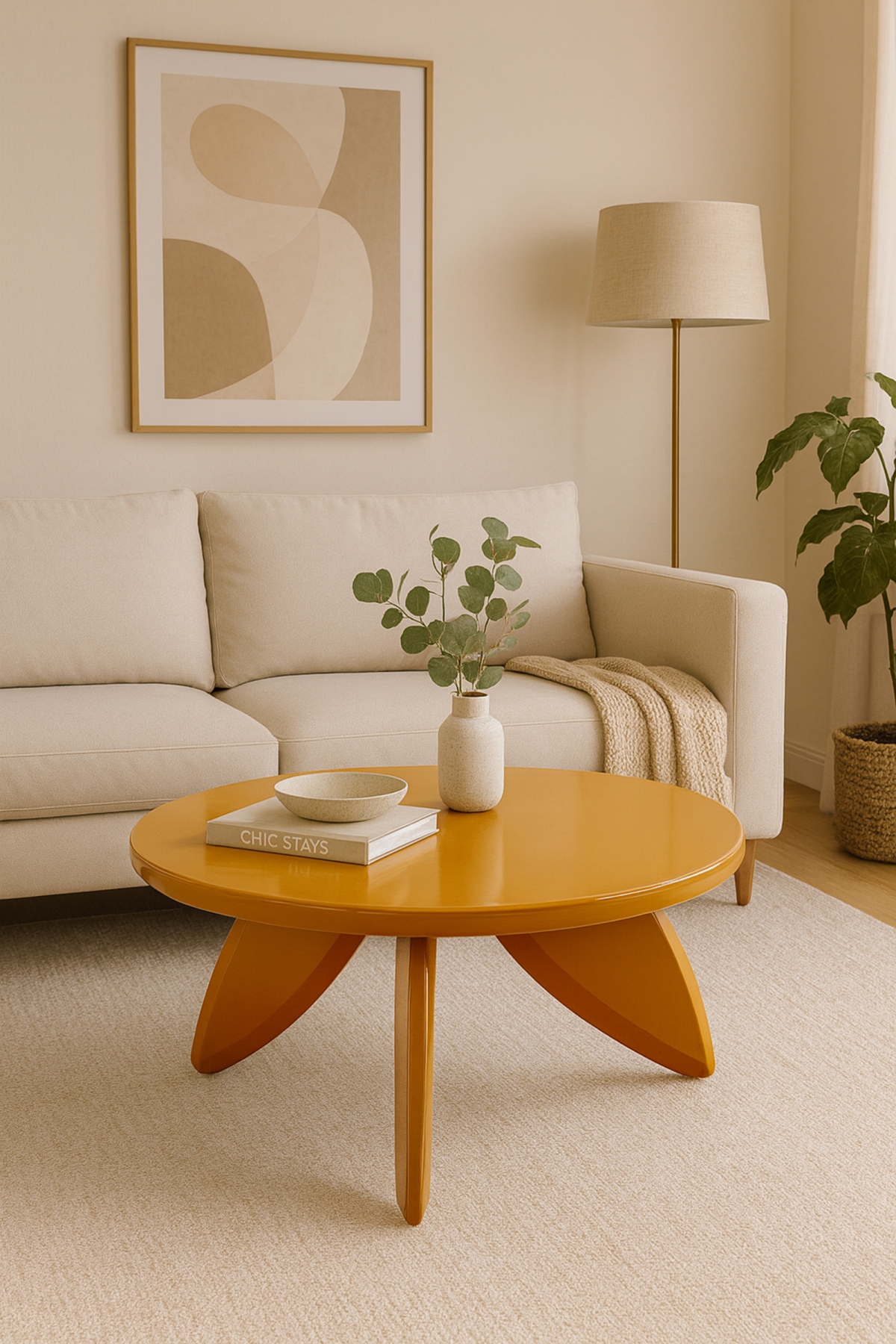 Okrúhly konferenčný stolík Soraya 80 cm - horčicový Konferenčný stolík okragla Soraya 80 cm - horčicová