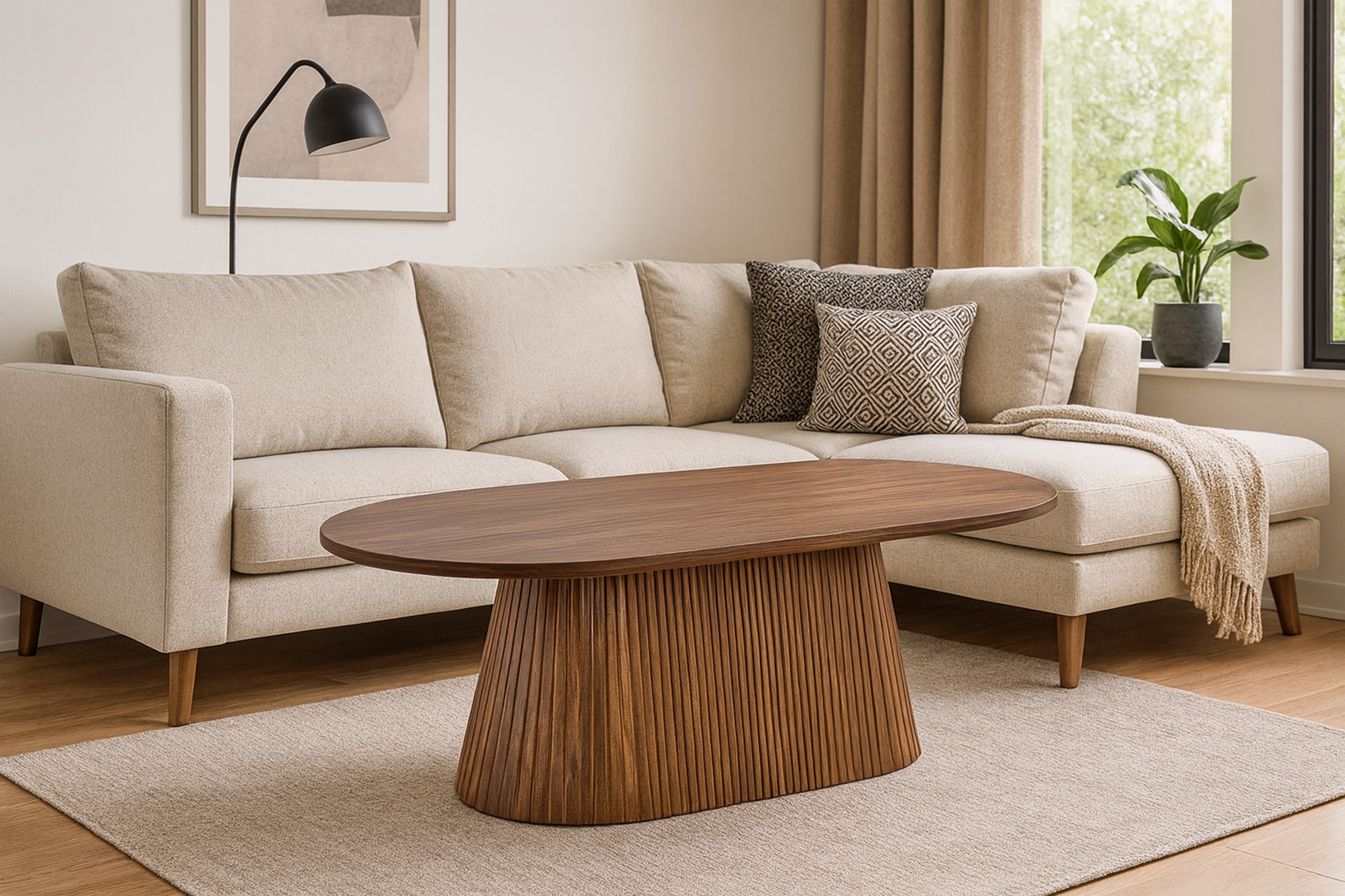 Konferenčný stolík Gisela 120 cm - orechový dekor Konferenčný stolík owalna Gisela 120 cm do obývacej izby - orieškový