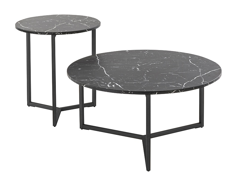 Konferenční stolek RAVELLO Černý mramorový efekt/Černý (Komplet) Konferenční stolek ravello Černý mramorový efekt/Černý (Komplet)