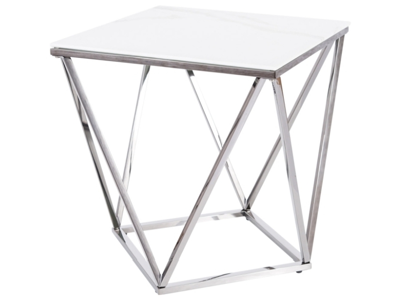 Konferenční stolek SILVER B II bílý mramorový efekt/Ocelová 50X50 Konferenční stolek silver b ii bílý mramorový efekt/Ocelová 50x50