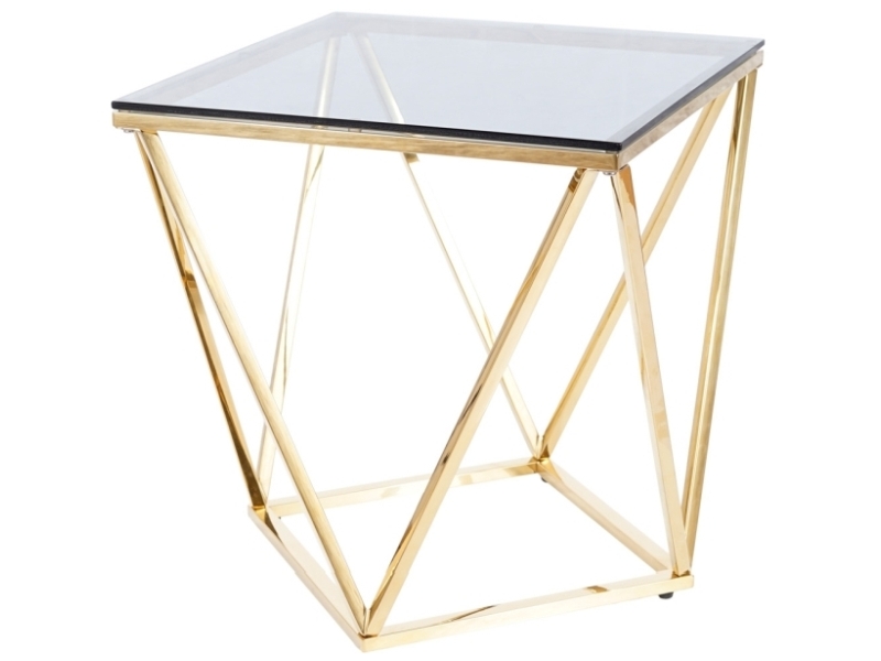 Konferenční stolek SILVER B kouřové sklo/zlatý 50X50 Konferenční stolek silver b kouřové sklo/zlatý 50x50