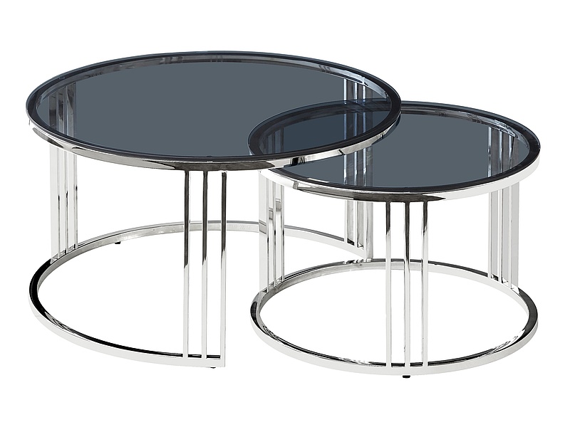 Konferenční stolek VIENNA sklo kouřový/Stříbrný (Komplet) Konferenční stolek vienna szkLo kouřový/Stříbrný (Komplet)