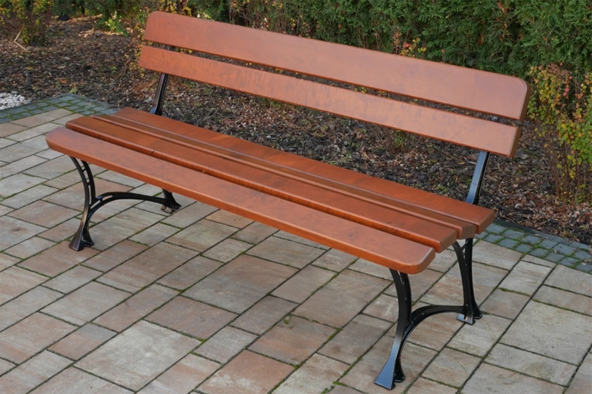 Záhradná lavica Kráľ s operadlom bez lakťových opierok 150 cm - cyprus Lawka ogrodowa Krolewska bez podlokietnikow 150 cm - cyprys