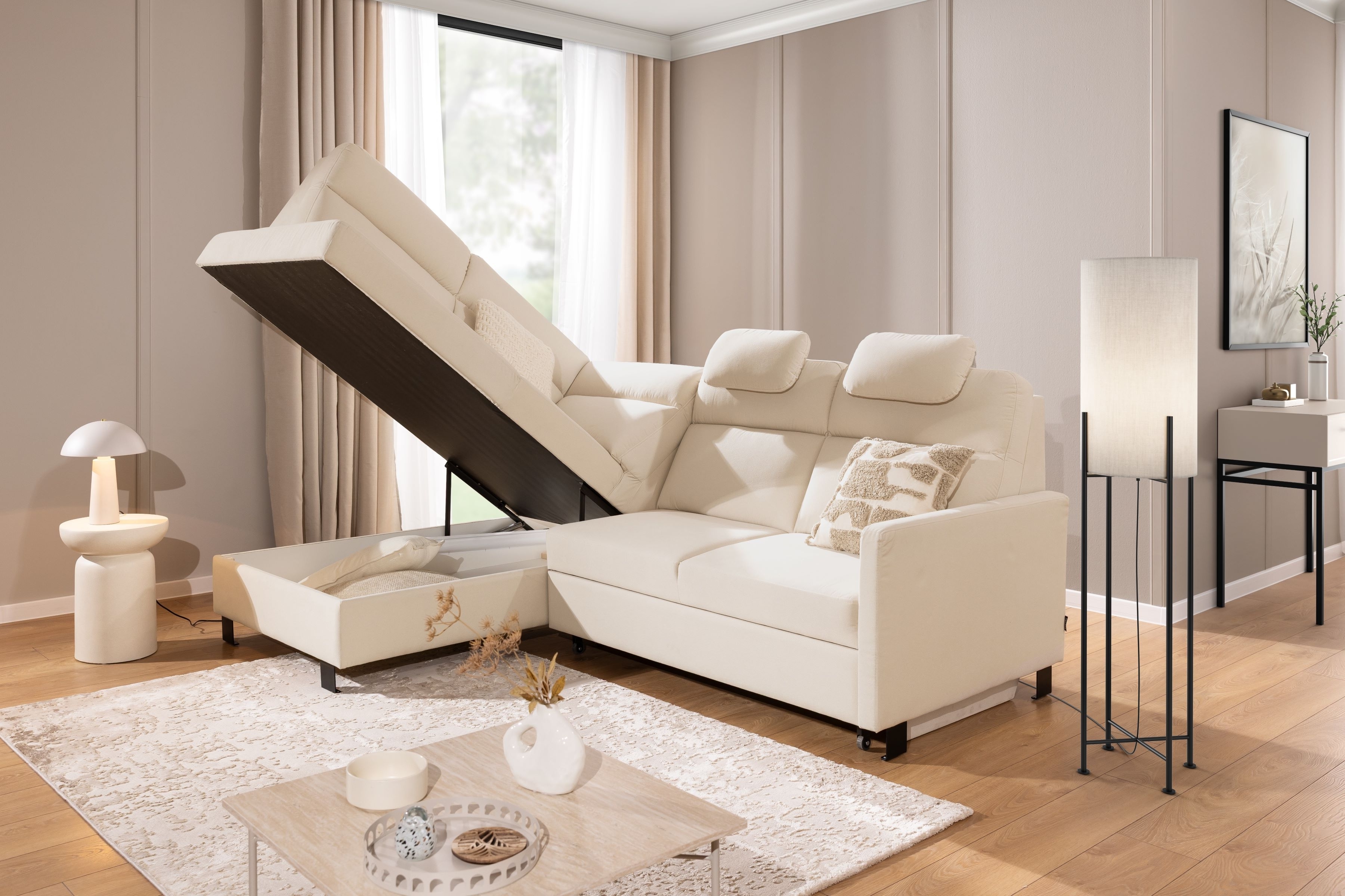 Rohová pohovka Loario L levá s úzkými boky LOARIO BP-A+2SF+OT2L+N-A