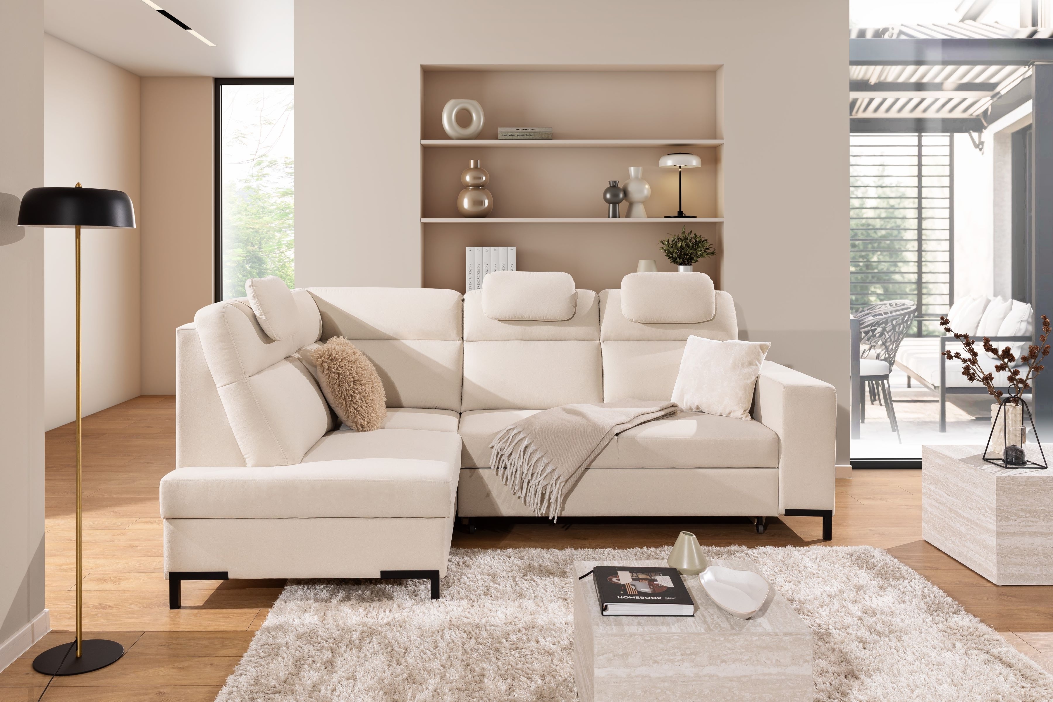 Rohová pohovka Loario L levá se širokými boky LOARIO BP-C+2SF+OT2L+N-B