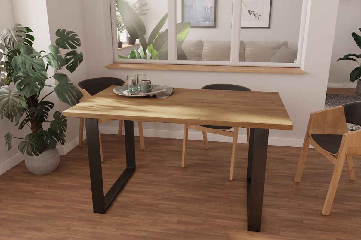 Jídelní stůl Temir loft 138x80 cm - dub wotan stůl s kovovými nohami