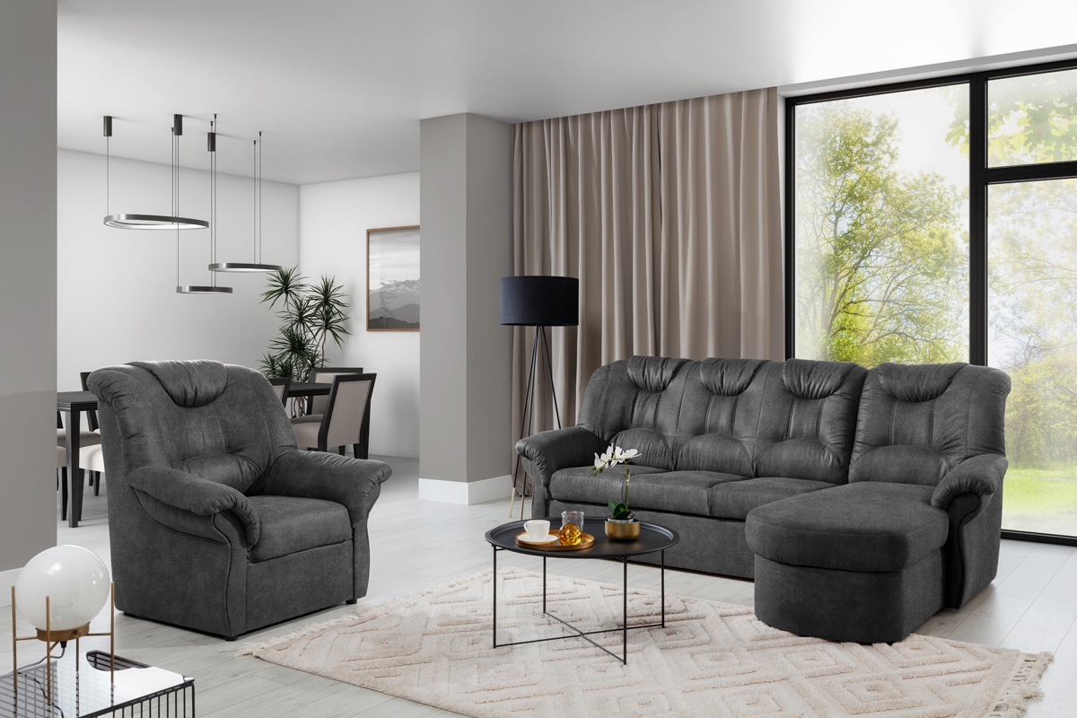 Rohová sedací souprava Lonigo Mini pravá - šedá Salvador 15 Anthracite Rohová sedací souprava pravá strana do obývacího pokoje Lonigo Mini