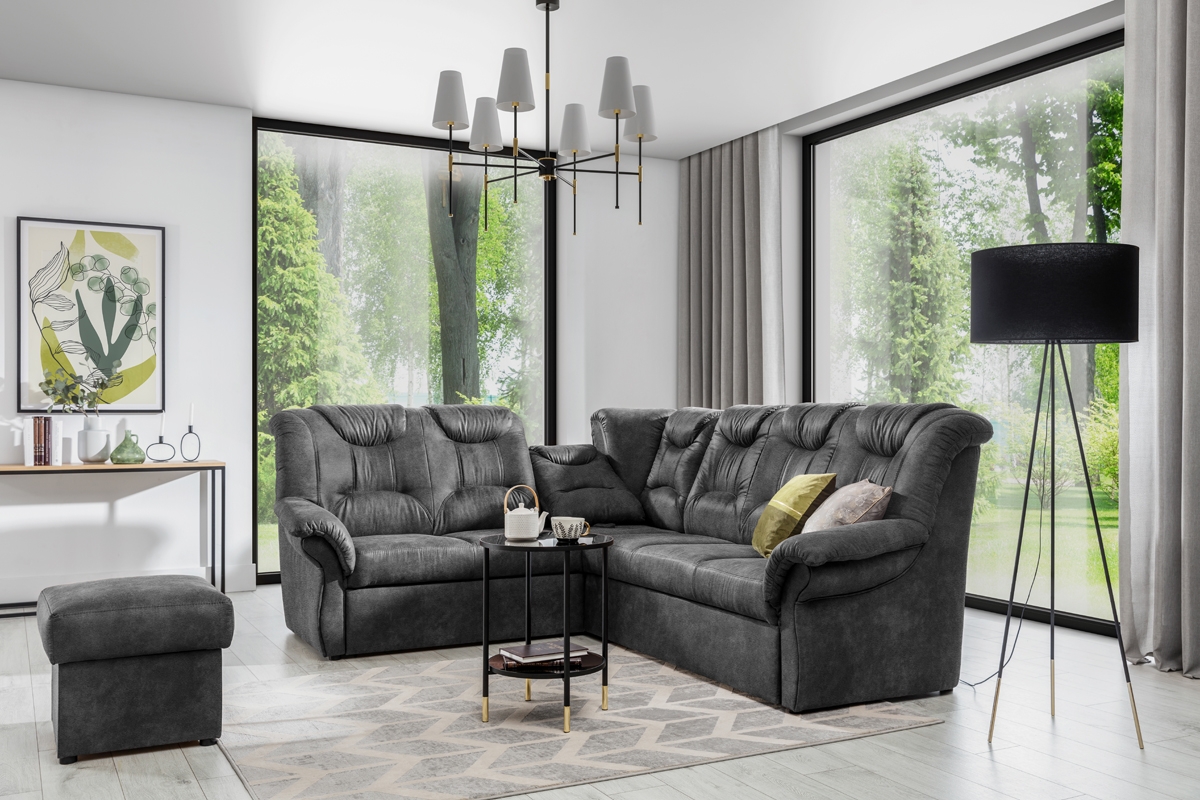 Rohová sedací souprava Lonigo L levá - šedá Salvador 15 Anthracite Rohová sedací souprava levá strana do obývacího pokoje Lonigo L 