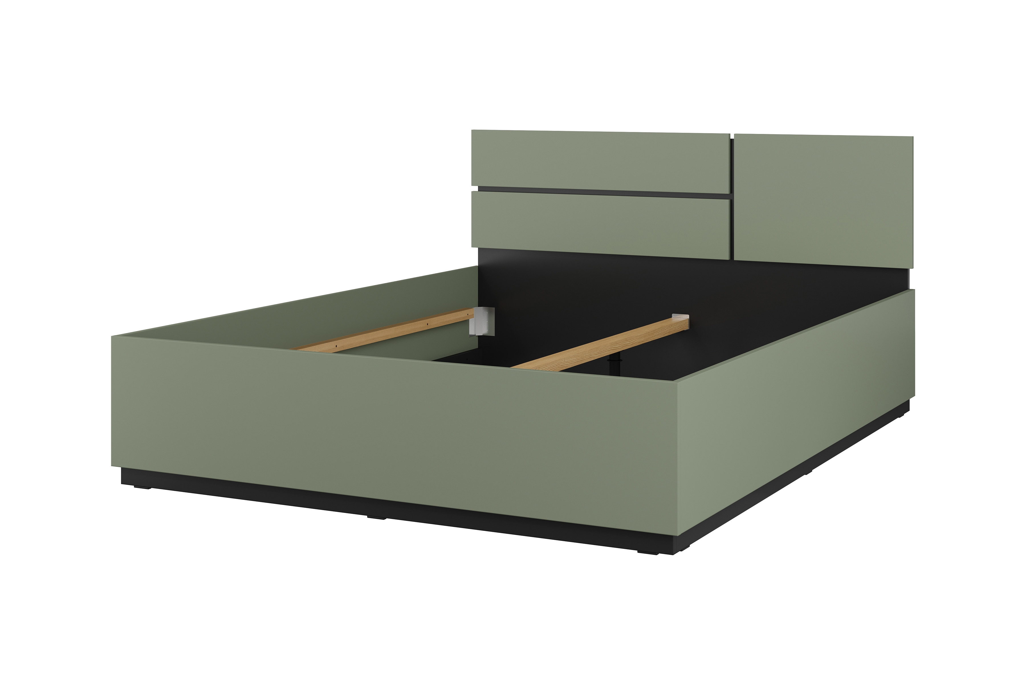 Postel Cross 160x200 cm – tlumená zelená / černá Postel Cross 160x200 - zgaszona zelená / zgaszona zelená - černá