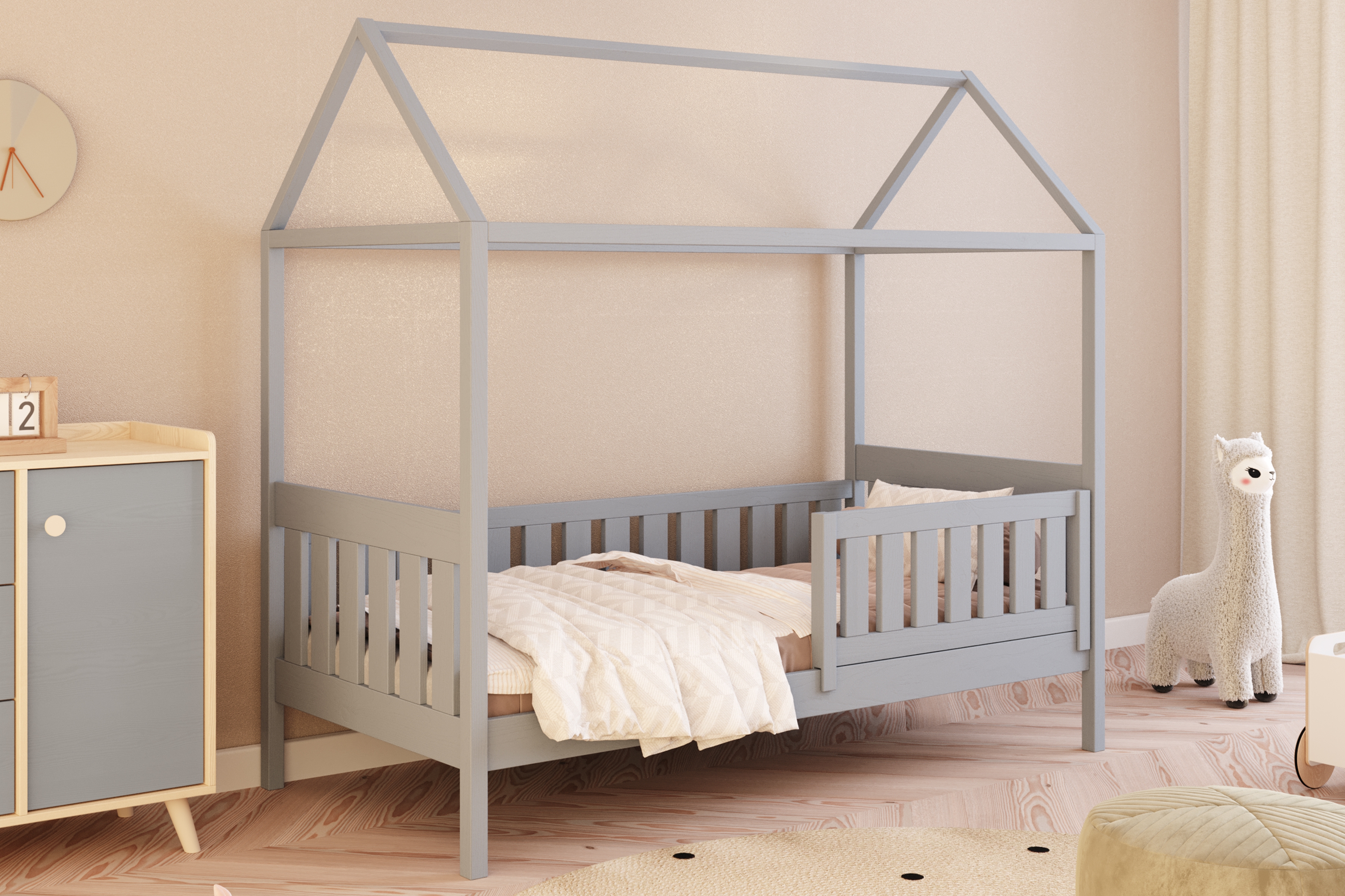 Domčeková posteľ Nemos - 80x180 cm - šedá Posteľ domek Nemos 80x180 prízemná - šedý