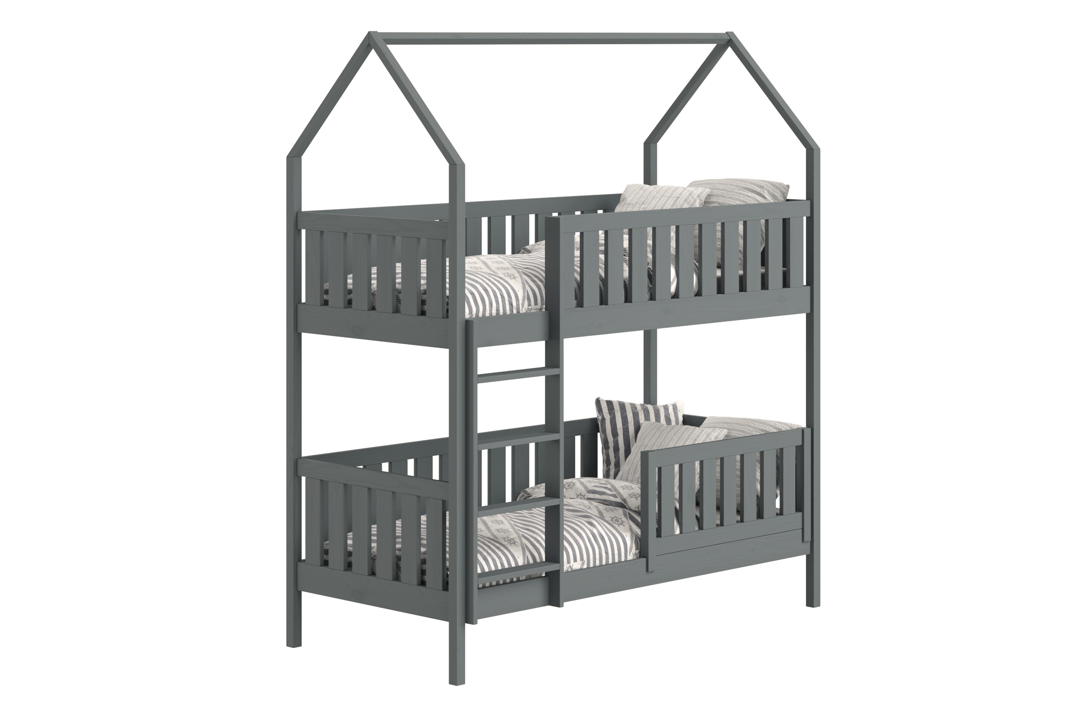 Poschodová domčeková posteľ Nemos - 80x180 cm - grafitová Posteľ domek Nemos 80x180 poschodová - grafit