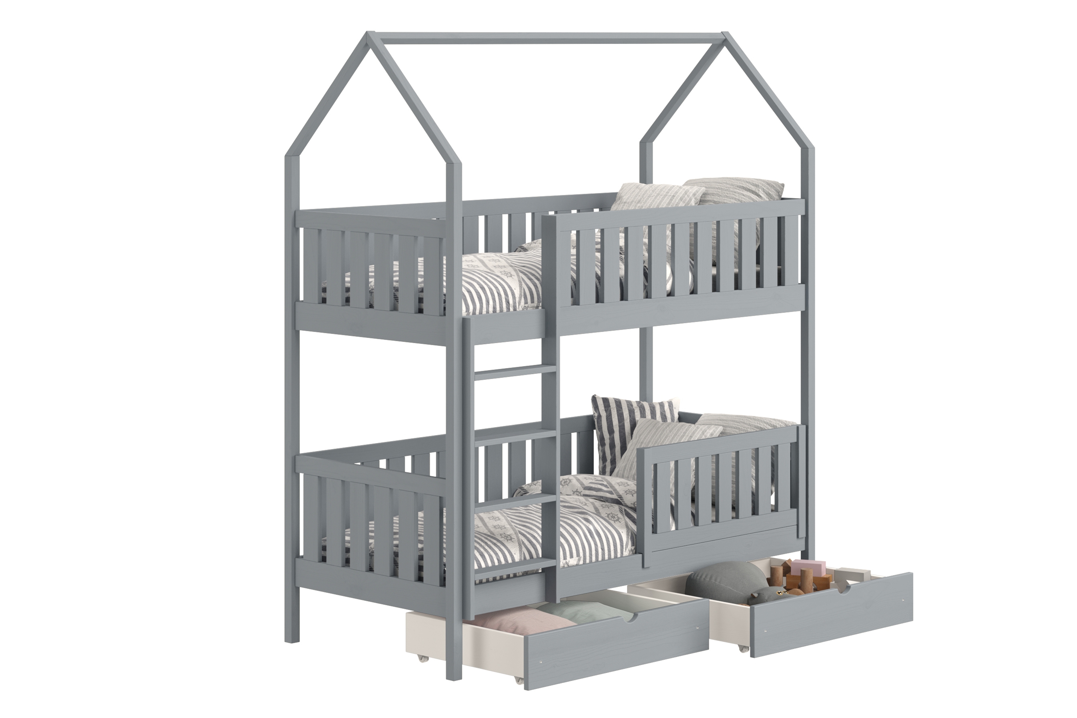 Poschodová domčeková posteľ Nemos - 80x180 cm - šedá Posteľ domek Nemos 80x180 poschodová - šedý