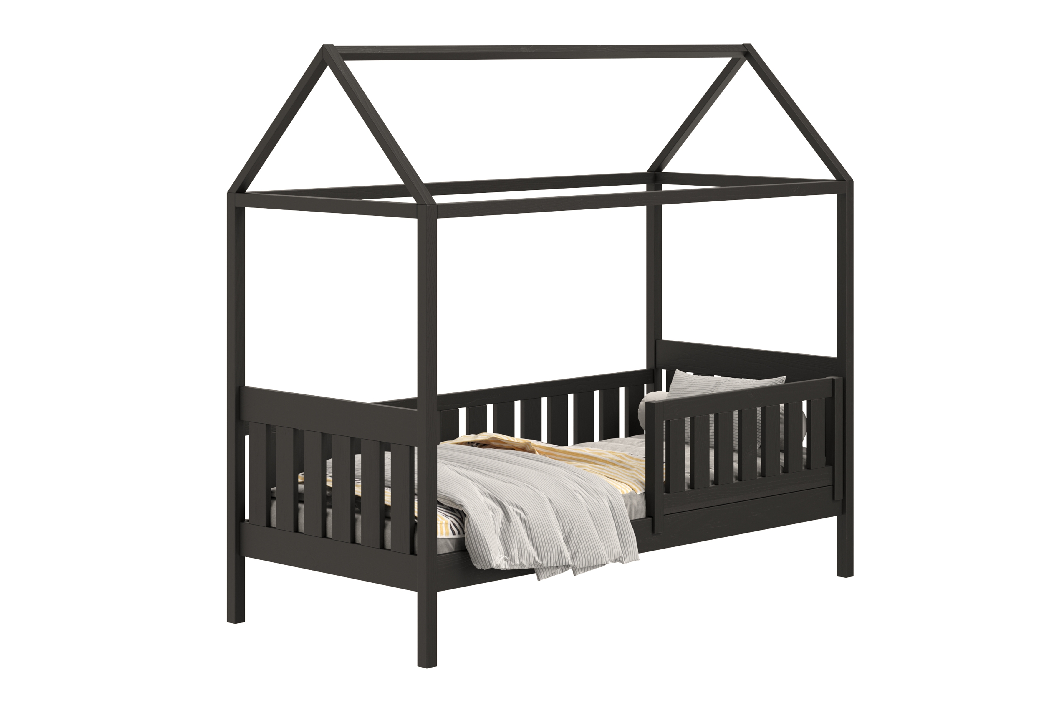 Domčeková posteľ Nemos - 80x190 cm - čierna Posteľ domek Nemos 80x190 prízemná - Čierny