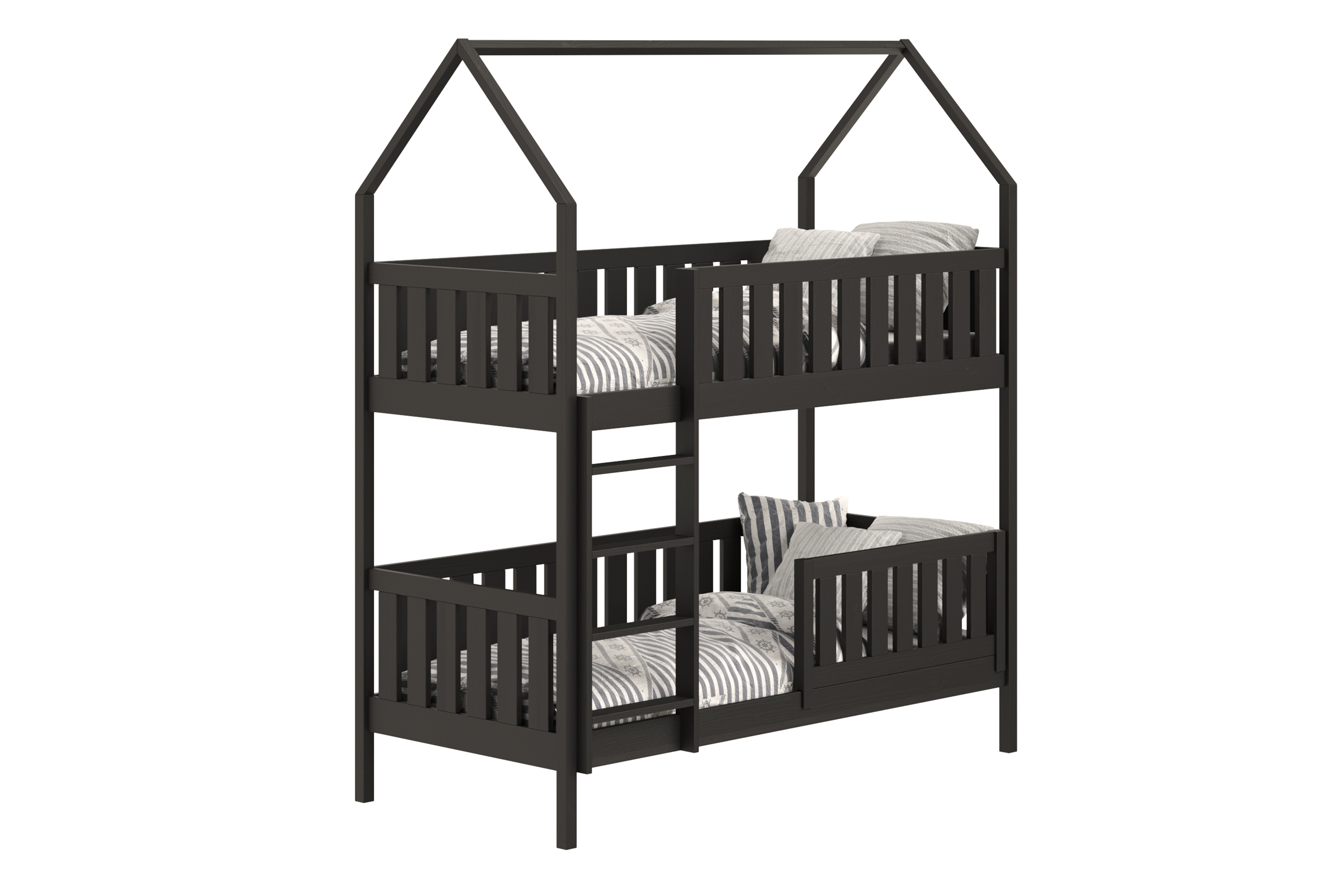 Patrová postel domeček Nemos 80x190 cm - černá Postel domeček Nemos 80x190 patrová  - černá