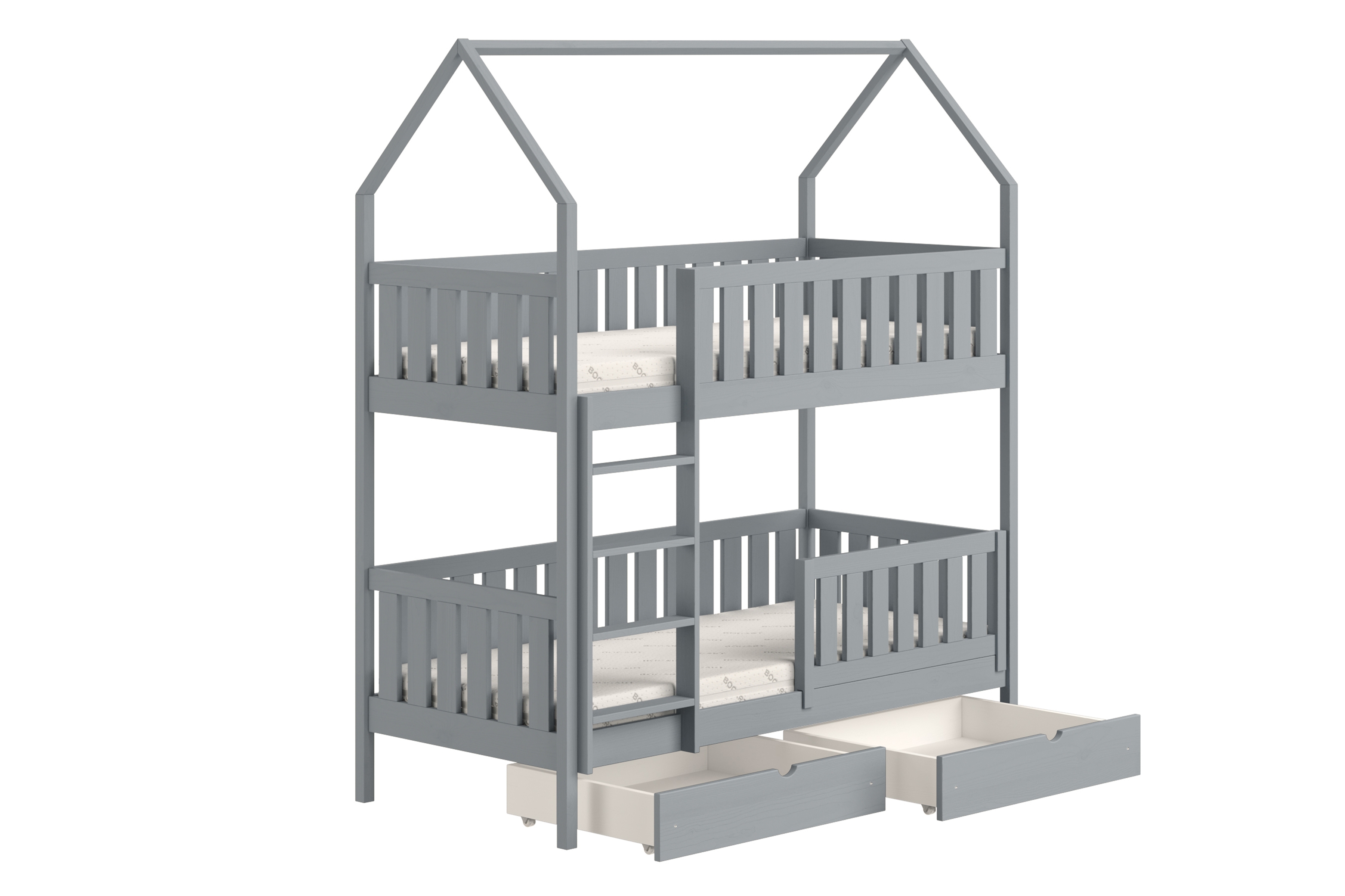 Patrová postel domeček Nemos 80x190 cm - šedá Postel domeček Nemos 80x190 patrová  - šedá