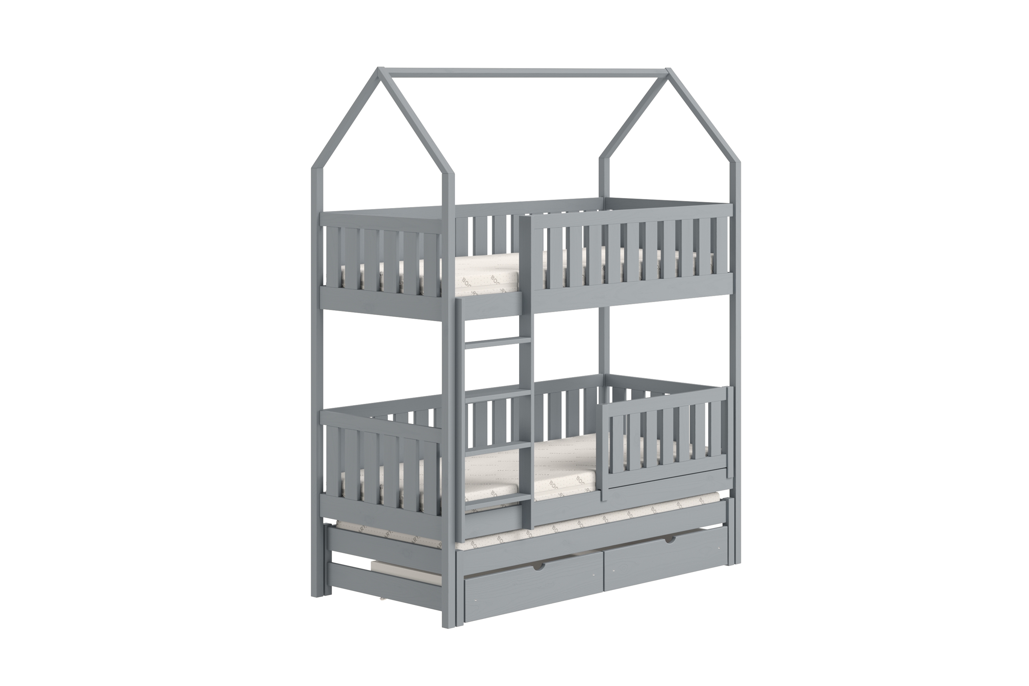 Patrová výsuvná postel domeček Nemos 80x190 cm - šedá Postel domeček Nemos 80x190 patrová  výsuvná - šedá