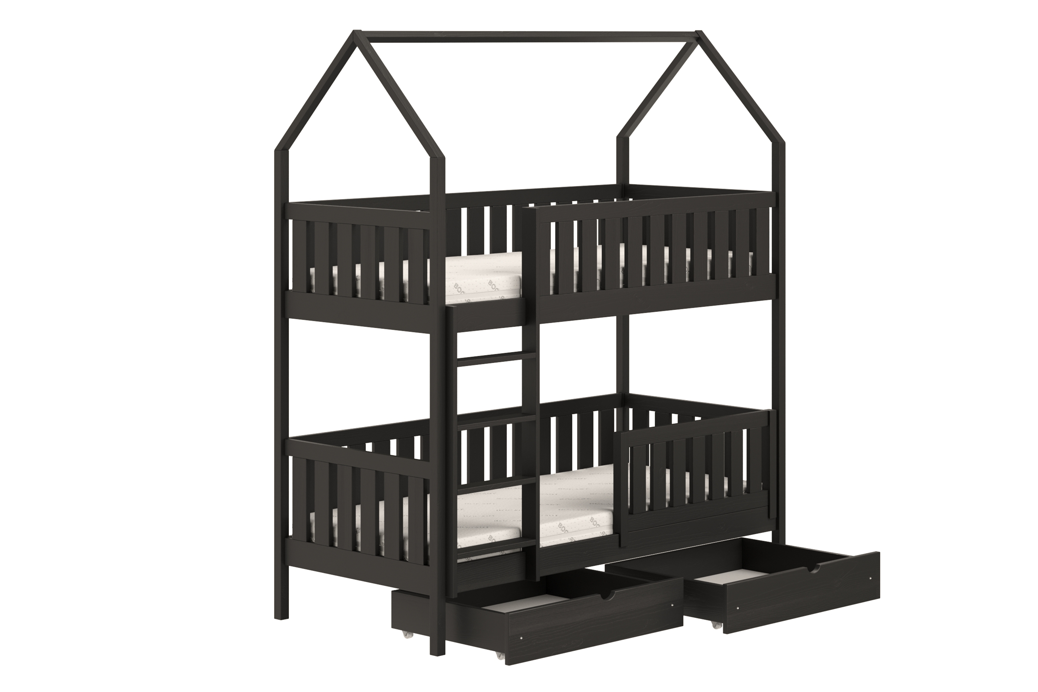 Poschodová domčeková posteľ Nemos - 80x200 cm - čierna Posteľ domek Nemos 80x200  poschodová - Čierny