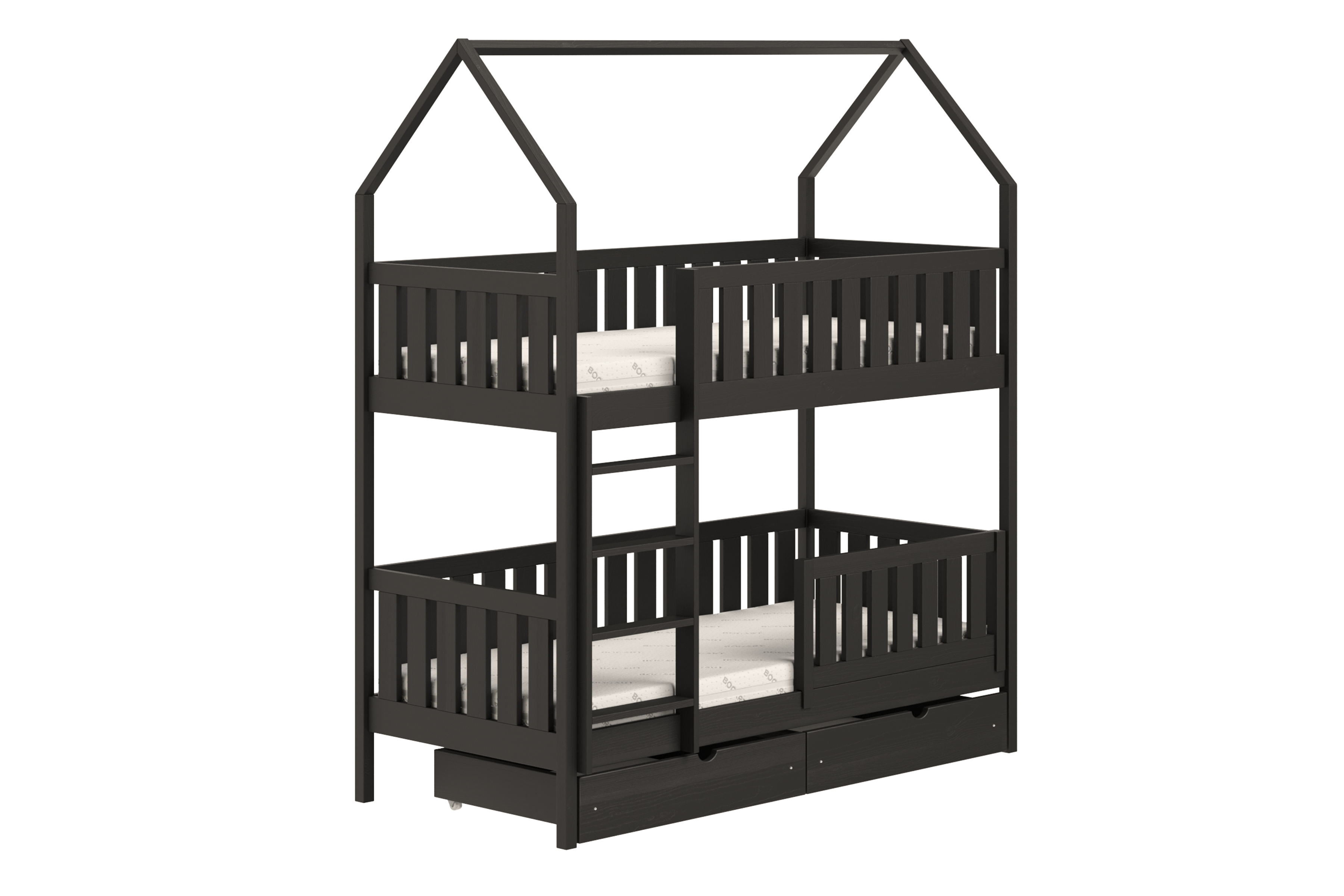 Poschodová domčeková posteľ Nemos - 80x200 cm - čierna Posteľ domek Nemos 80x200  poschodová - Čierny