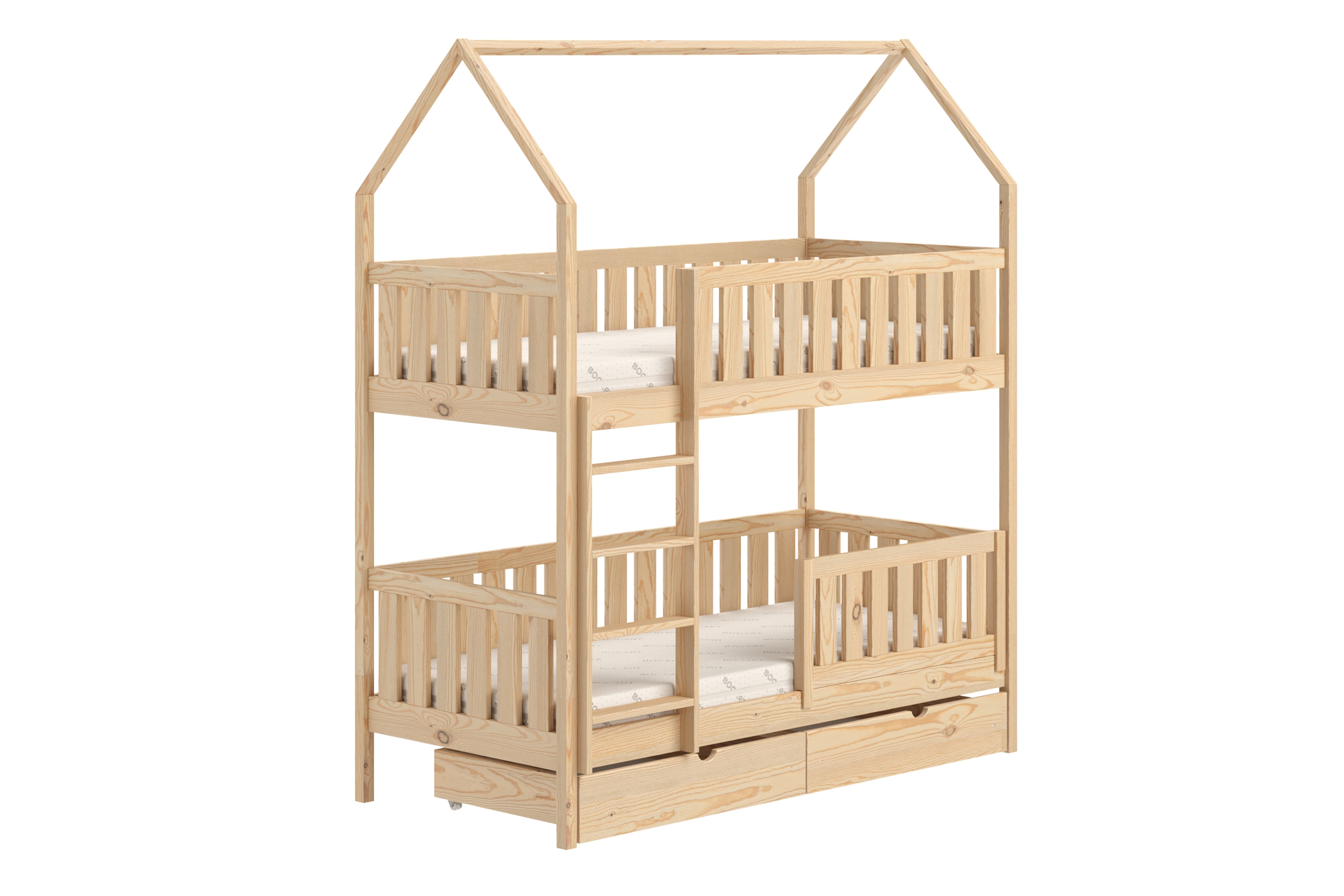 Patrová postel domeček Nemos 80x200 cm - borovice Postel domeček Nemos 80x200 patrová  - borovice
