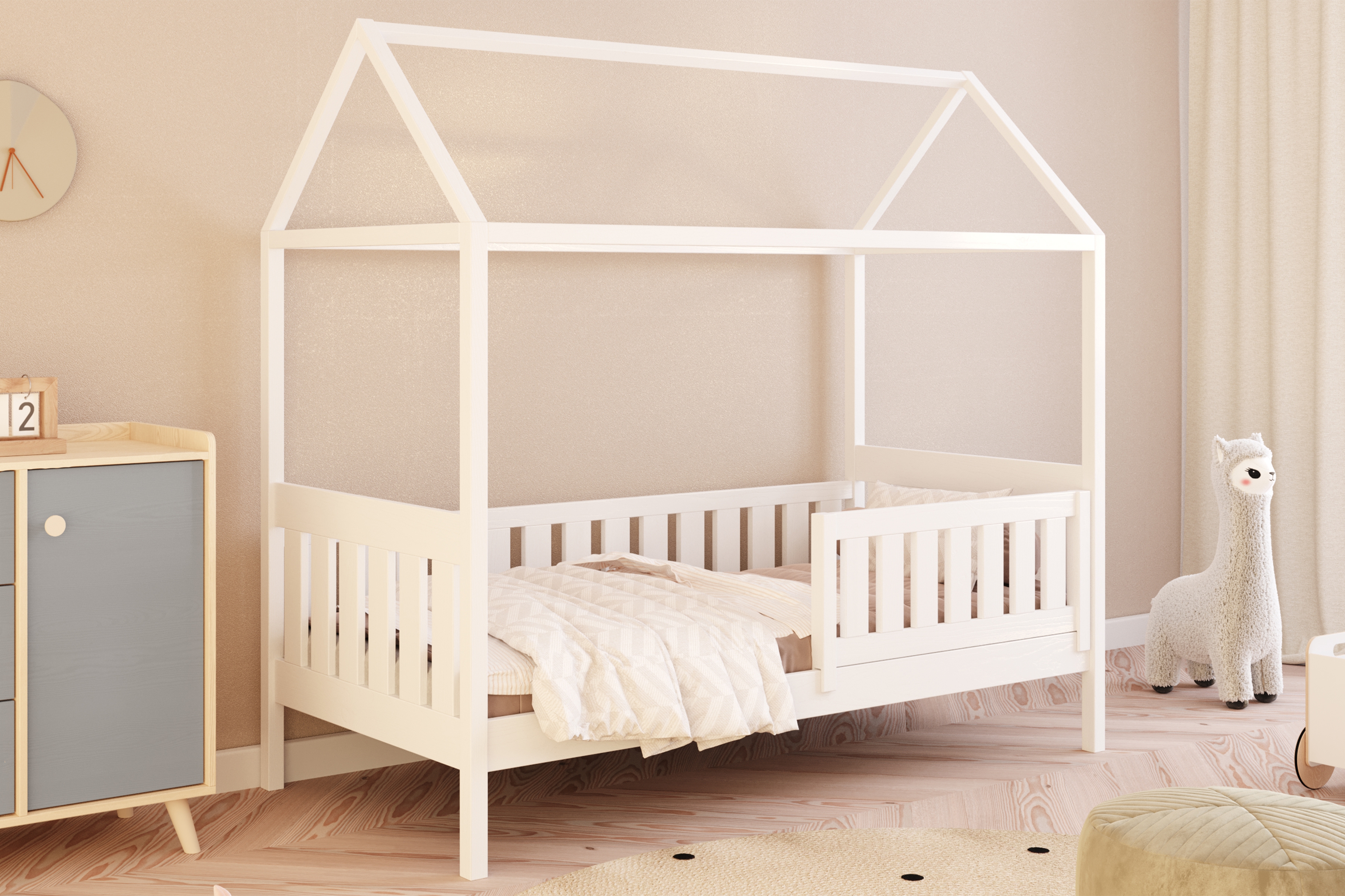 Domčeková posteľ Nemos 90x180 cm - biela Posteľ domek Nemos 90x180 prízemná - Biely