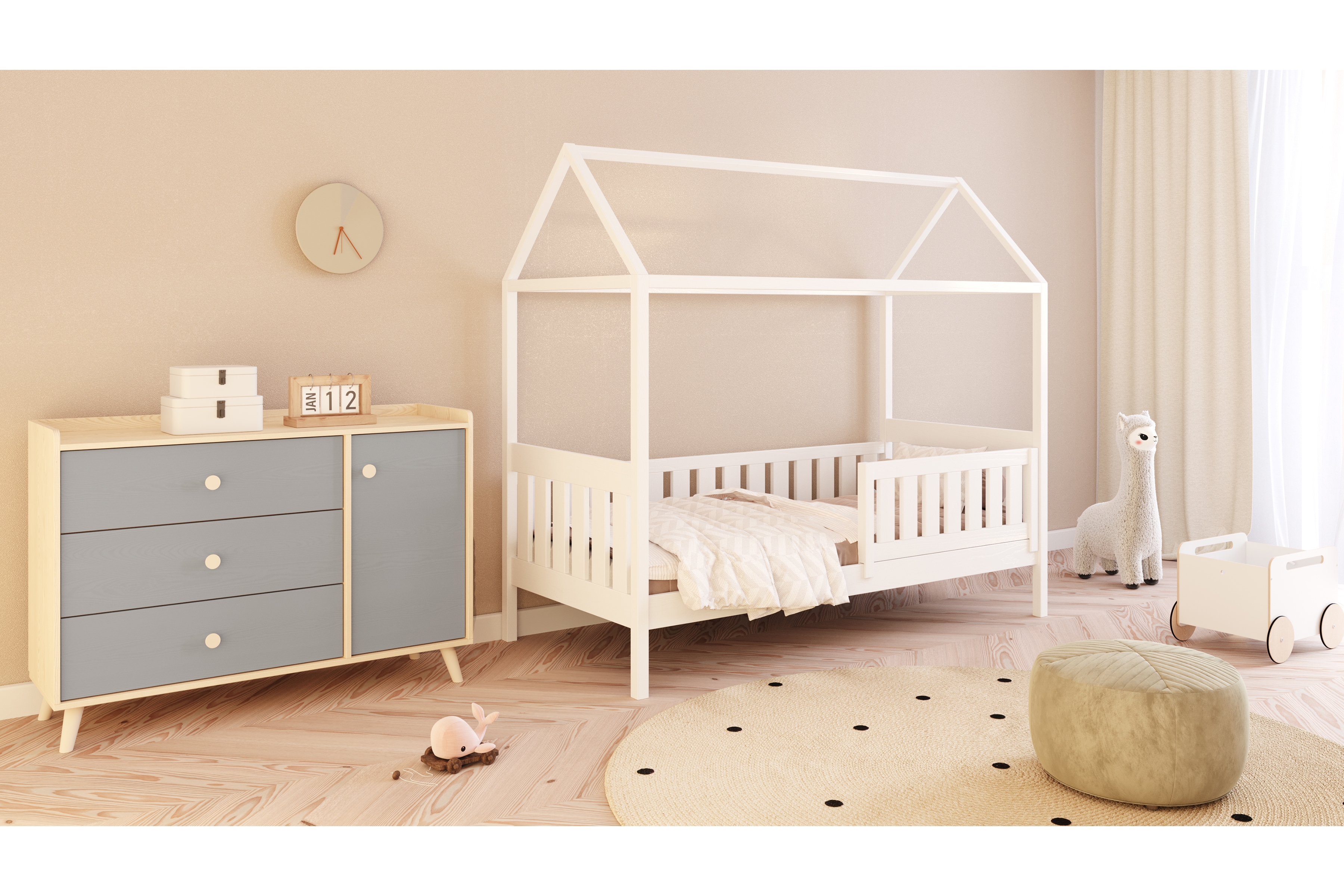 Domčeková posteľ Nemos - 90x190 cm - biela Posteľ domek Nemos 90x190 prízemná - Biely