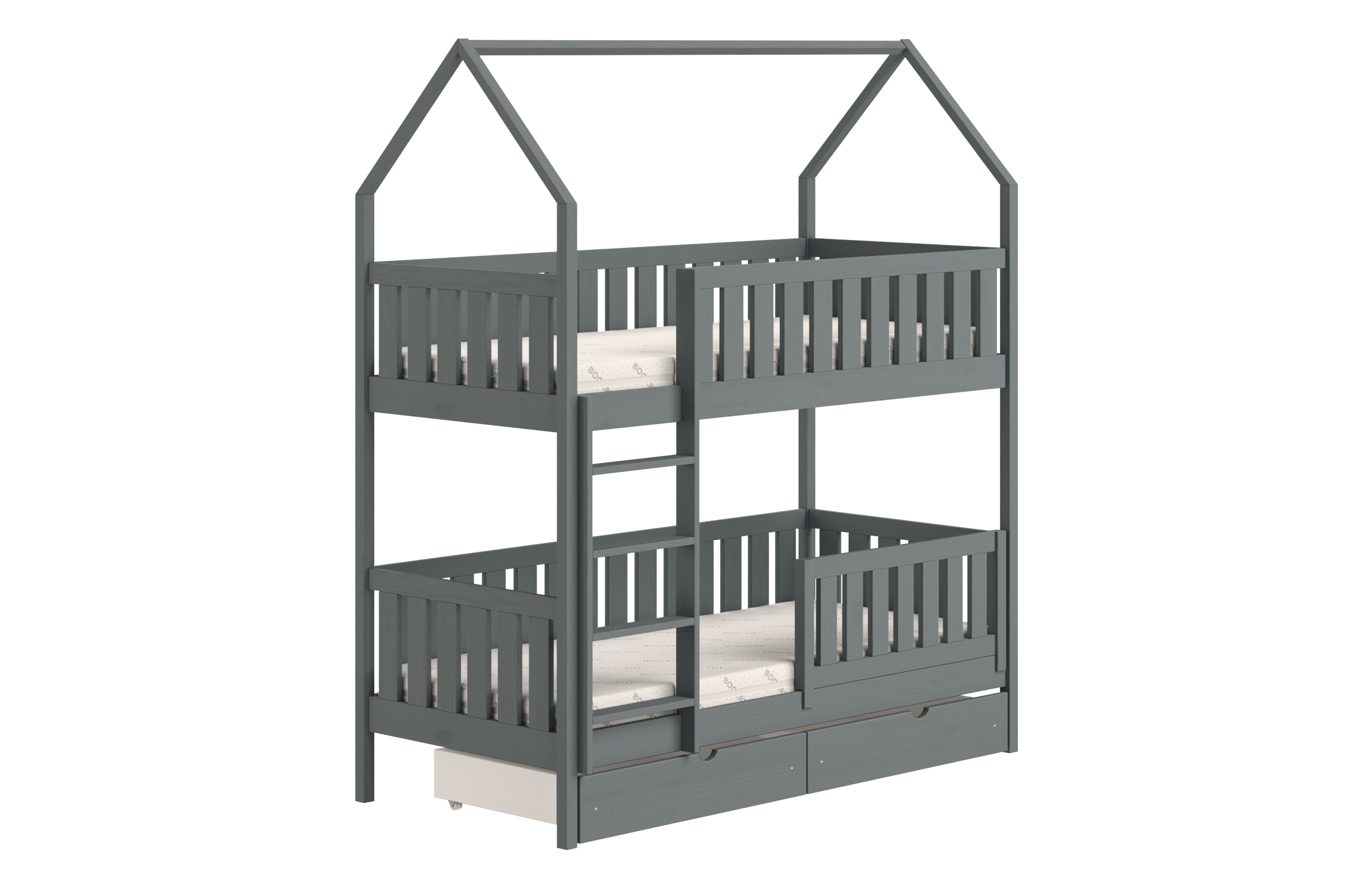 Poschodová domčeková posteľ Nemos - 90x190 cm - grafitová Posteľ domek Nemos 90x190 poschodová - grafit